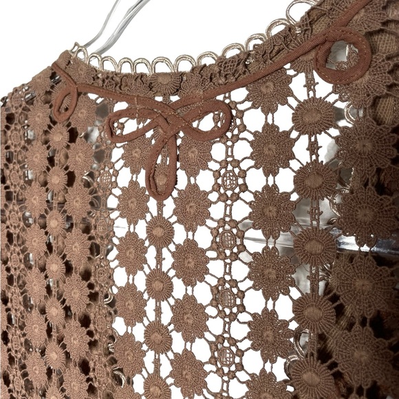 Poupette St Barth | Floral Lace Crochet Maxi Dress Coverup in Brown OS - Picture 4 of 9